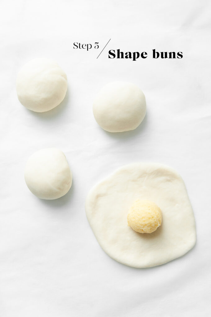 shaping custard buns