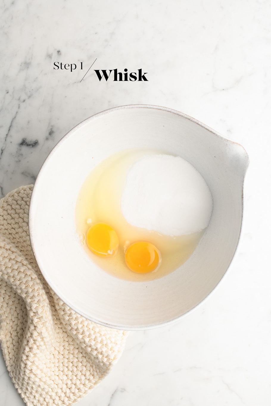 eggs and sugar in mixing bowl