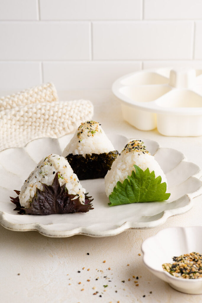 plate of homemade onigiri