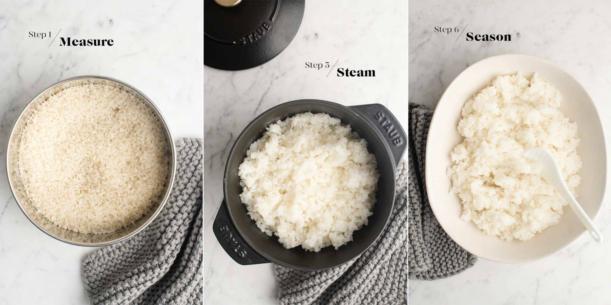 step-by-step photos for how to cook sushi rice