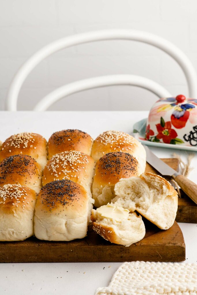 soft bread rolls with butter