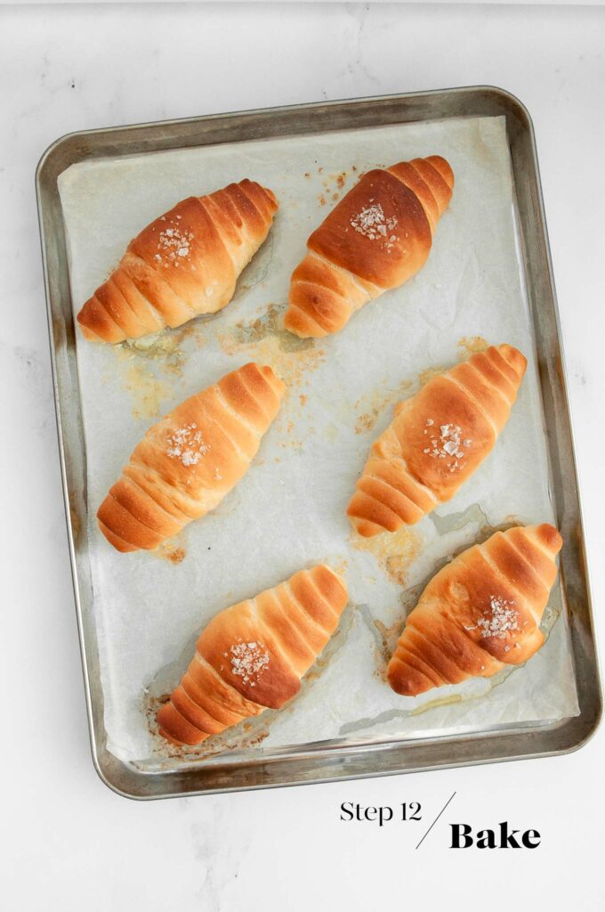 baked salted butter rolls from the oven