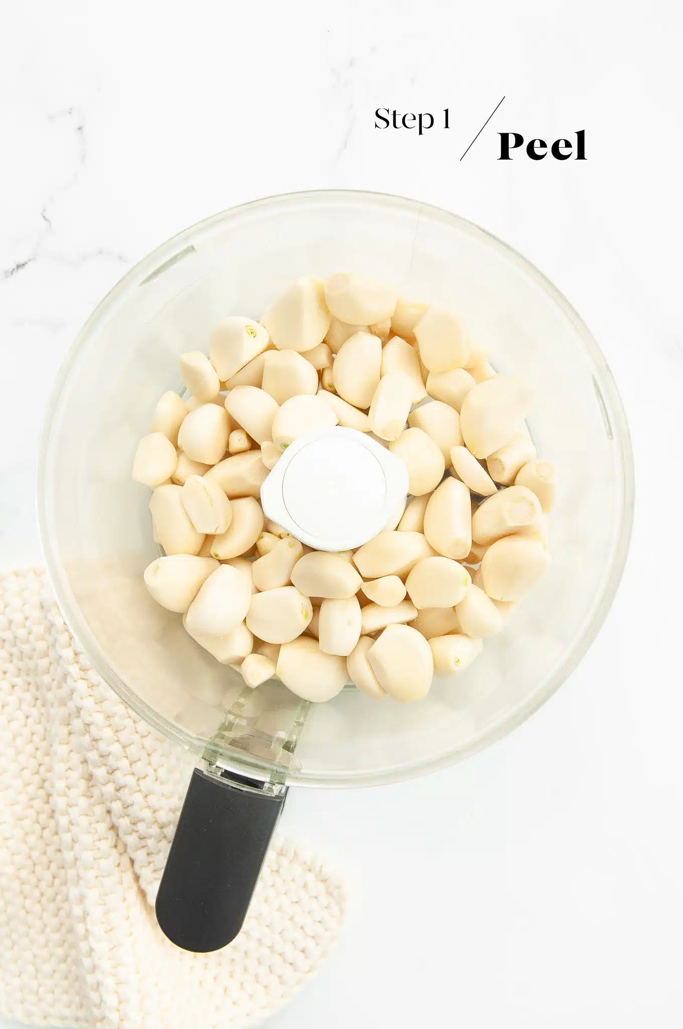 peeled garlic in food processor