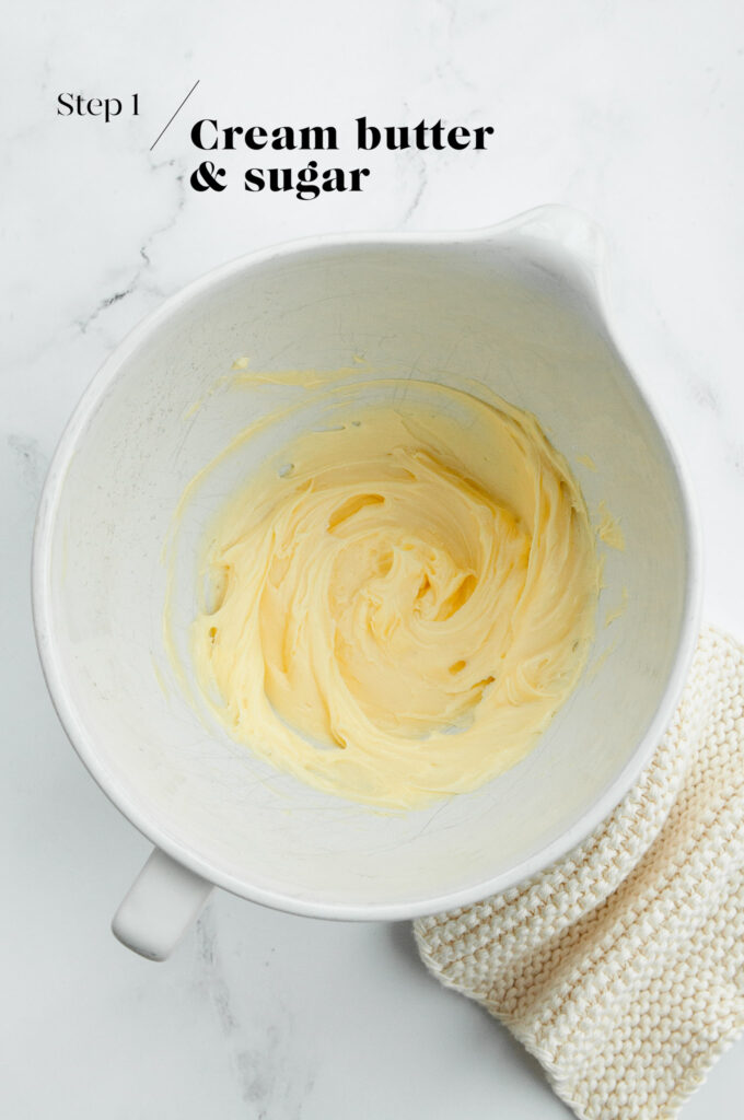 butter and sugar in mixing bowl