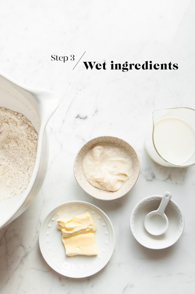 wet ingredients for japanese milk bread