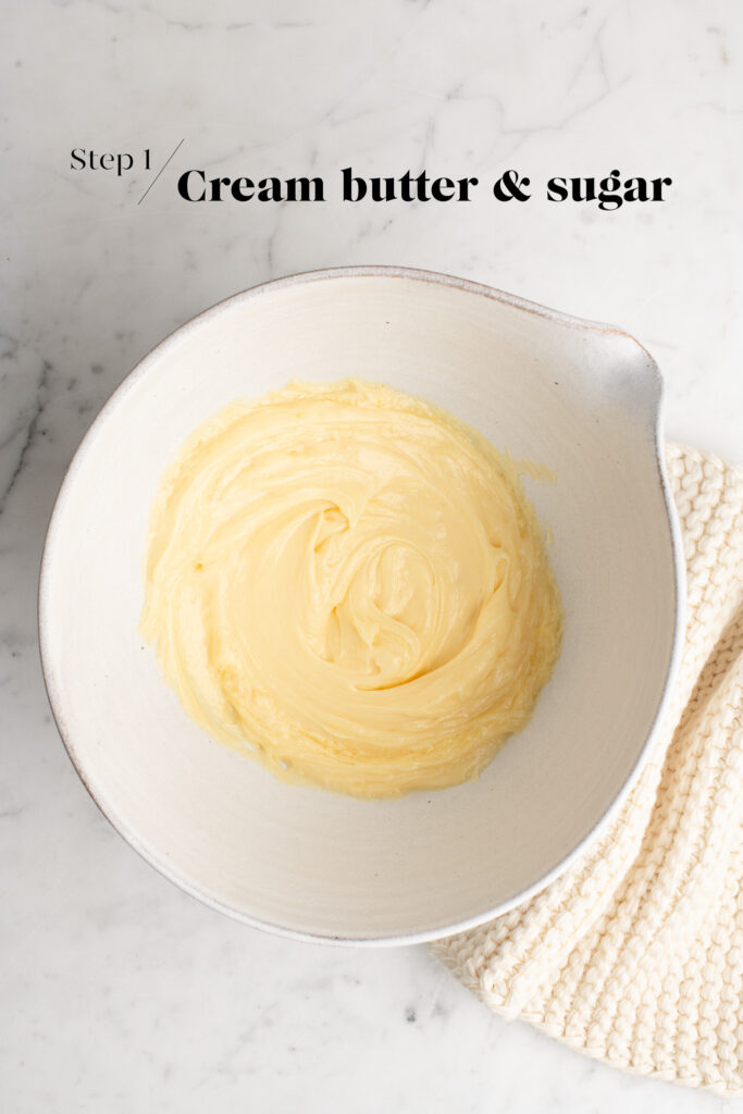 creamed butter and sugar in bowl