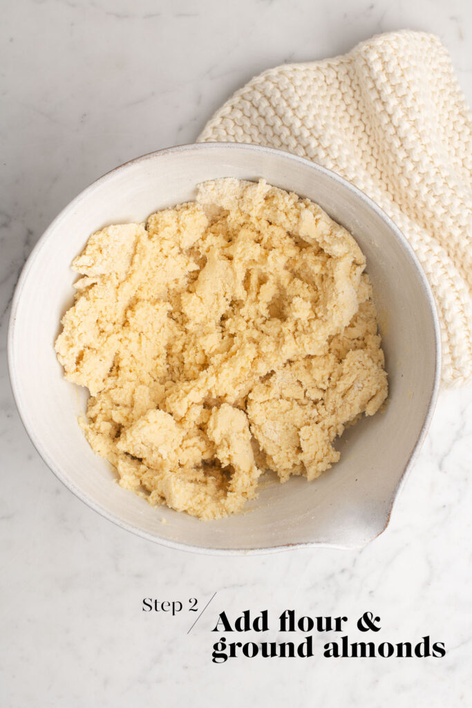 dough mixture in white mixing bowl