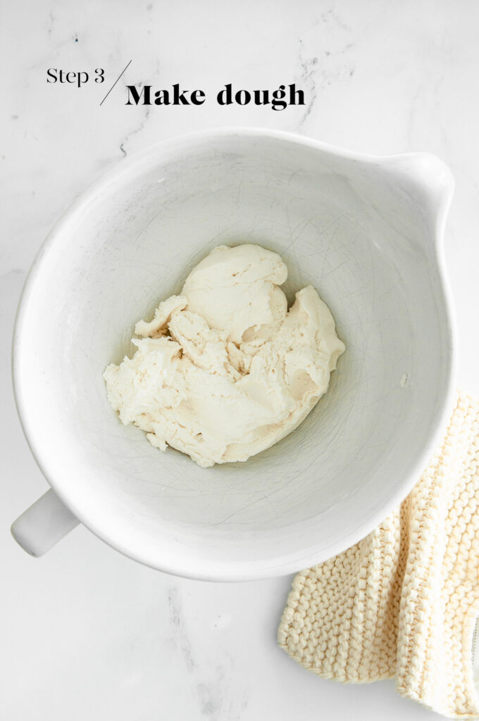 tang yuan dough in white mixing bowl