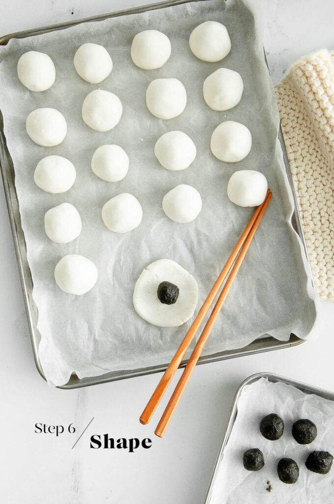 shaping tang yuan dumplings