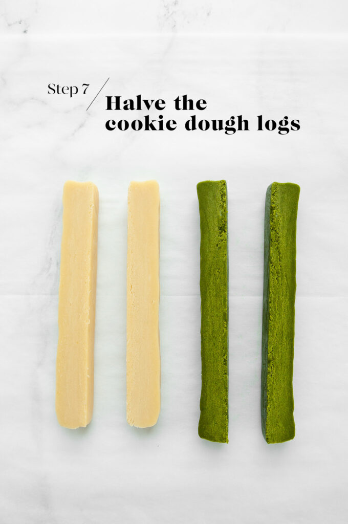 halved cookied dough logs