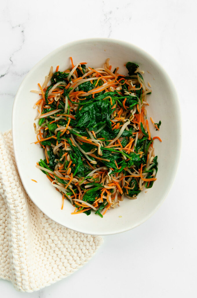 sautéed vegetables for bibimbap