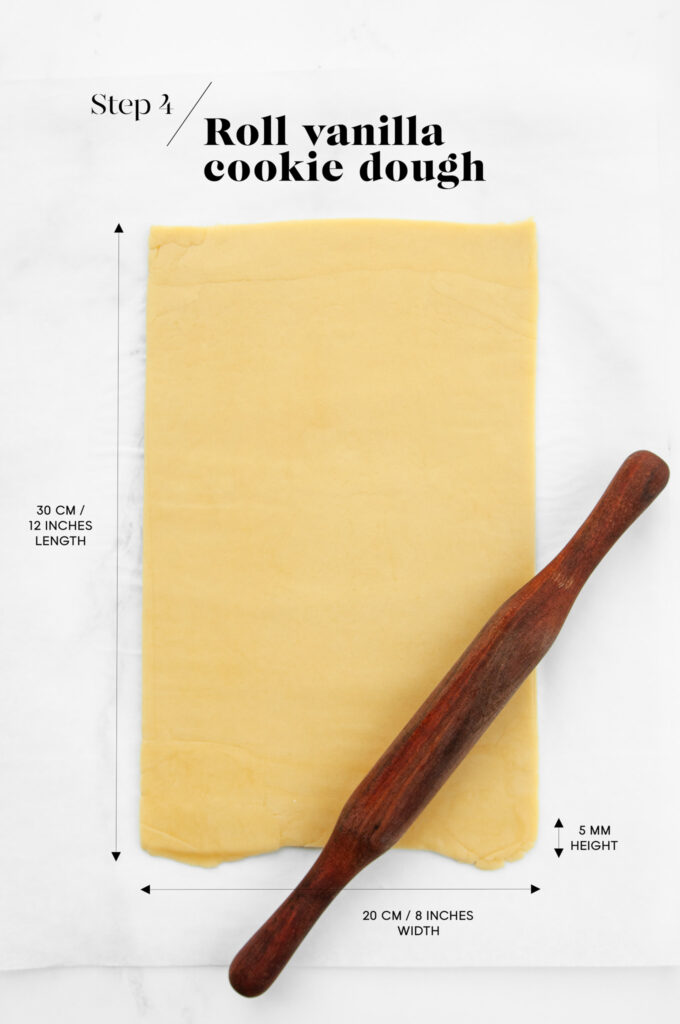 rolling out vanilla cookie dough