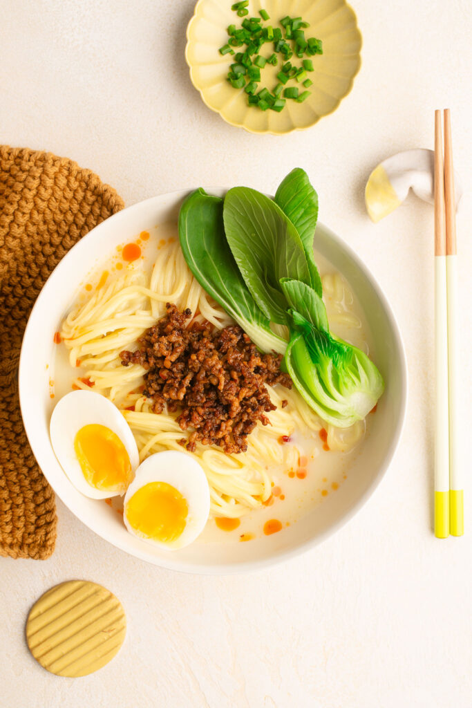 tantanmen ramen in soup bowl