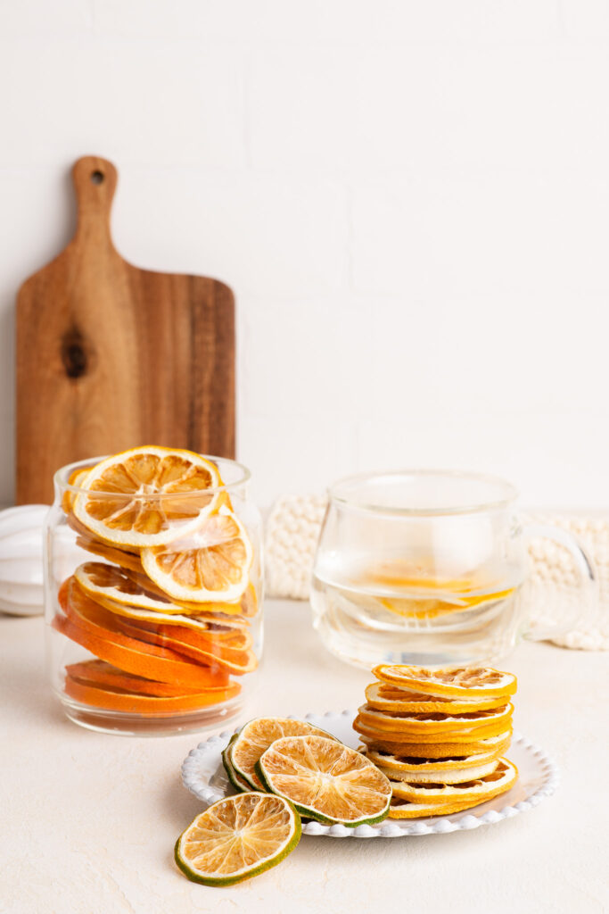 dried orange slices in glass jar