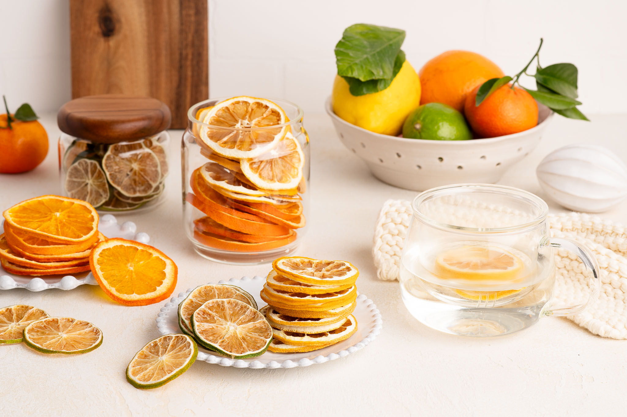 dried lemon slices on white plate