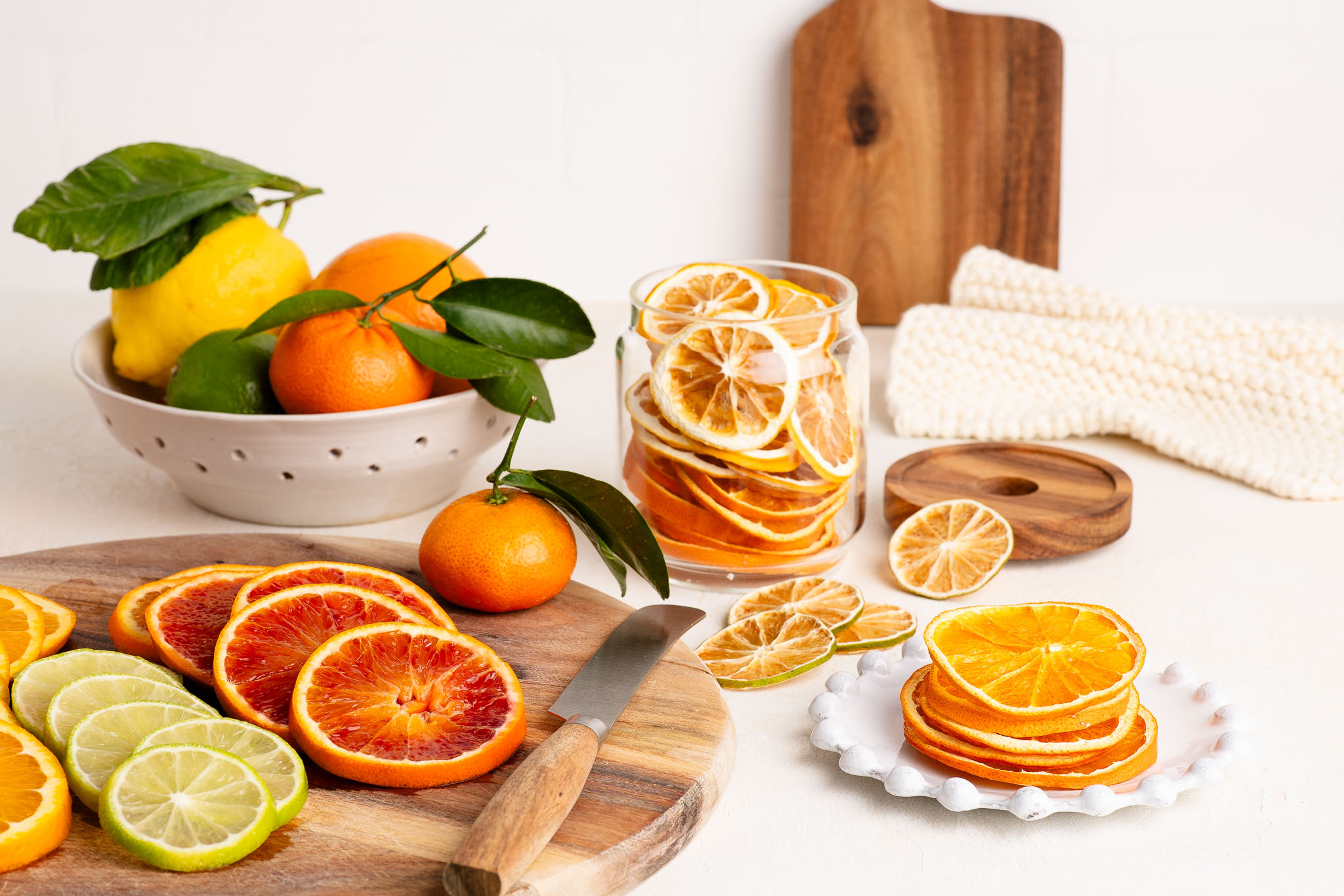 dehydrated citrus on white plate