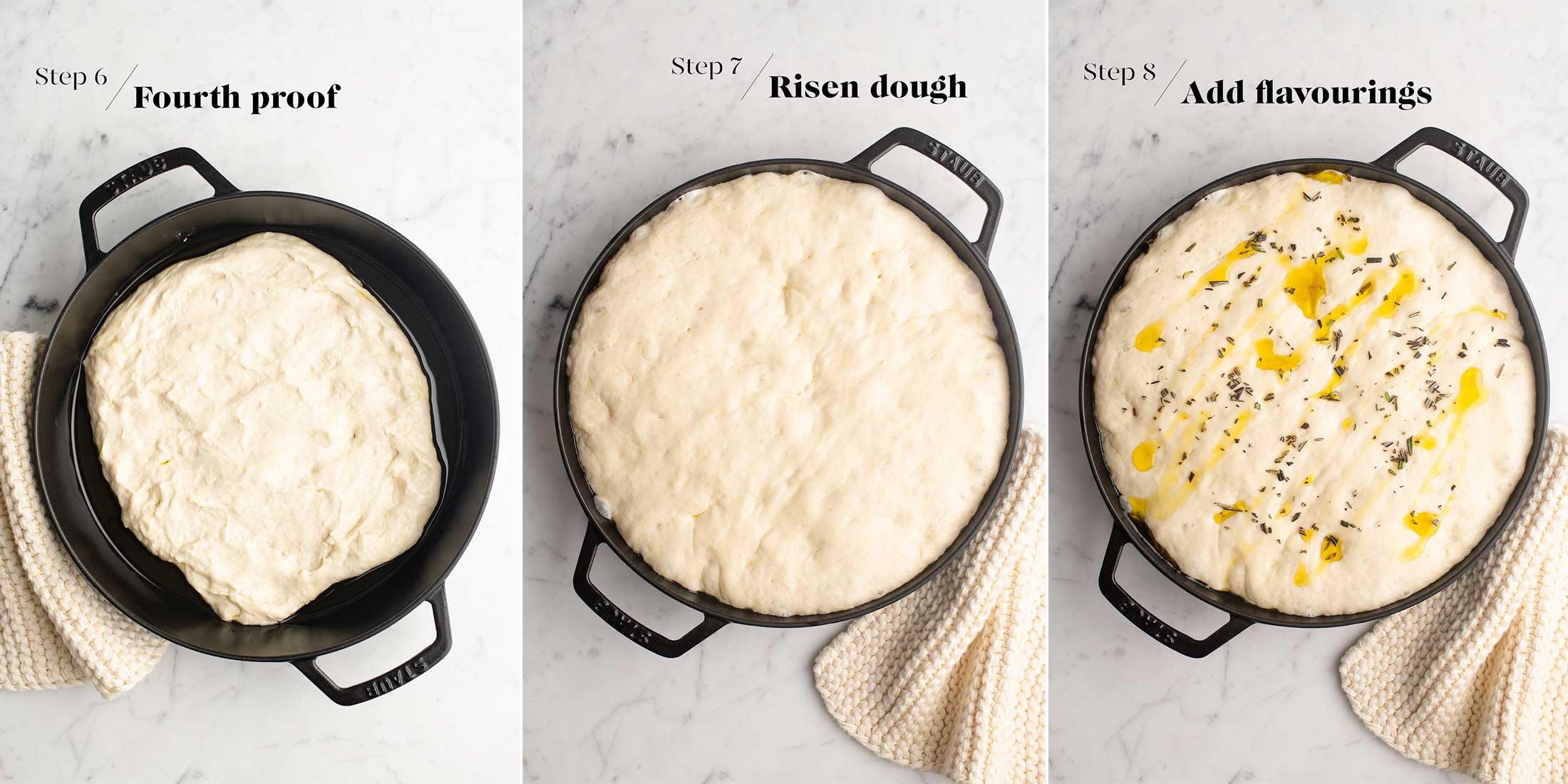 focaccia dough in cast iron skillet