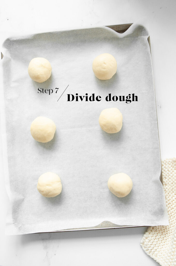 dough for pineapple buns on baking tray