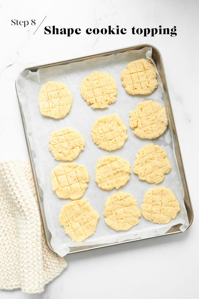 cookie toppings for pineapple buns on baking tray