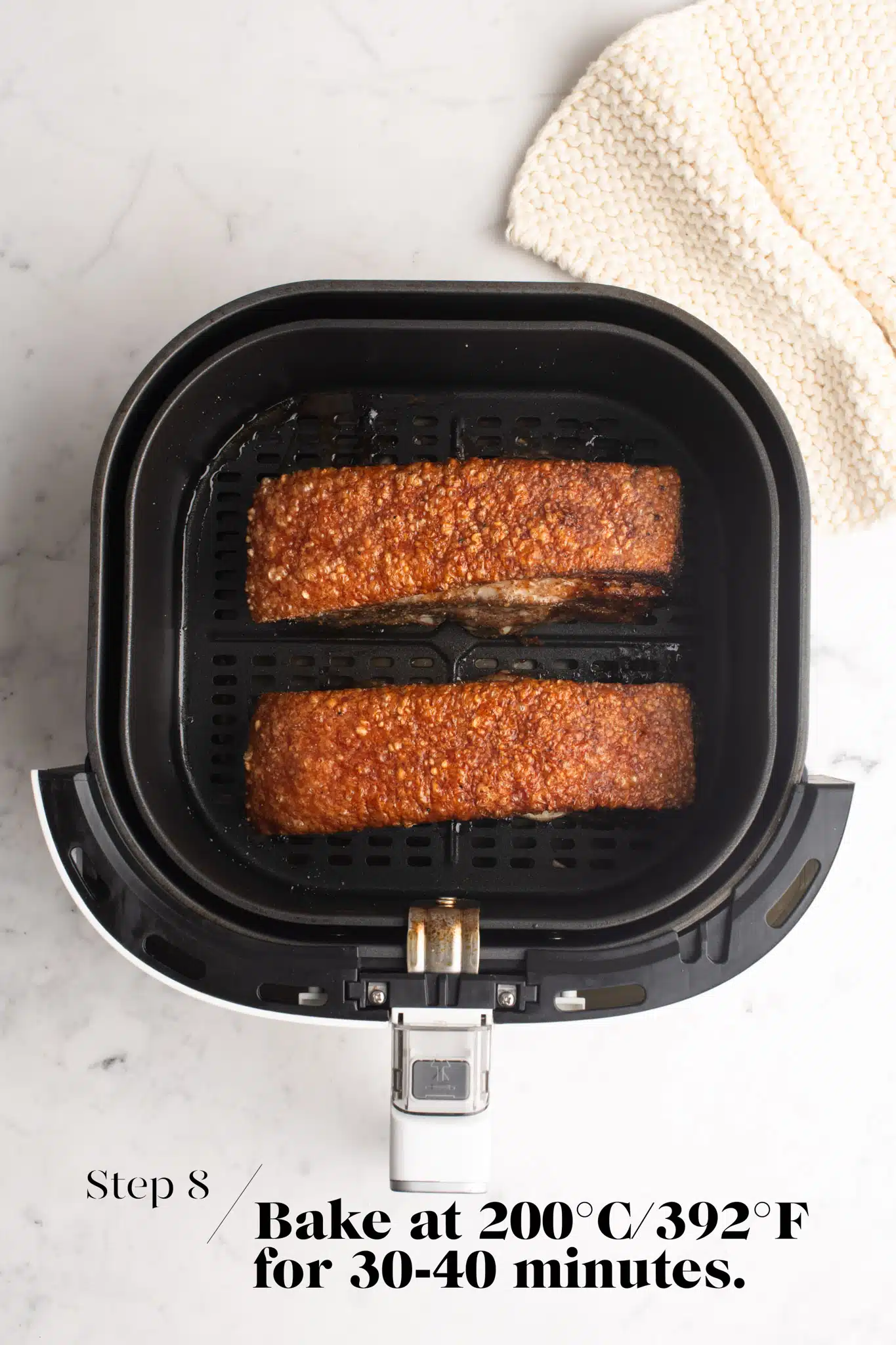 two pieces of air fryer crispy pork belly