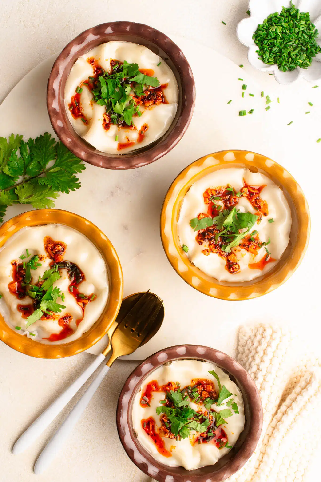 dumpling lasagna in ramekins