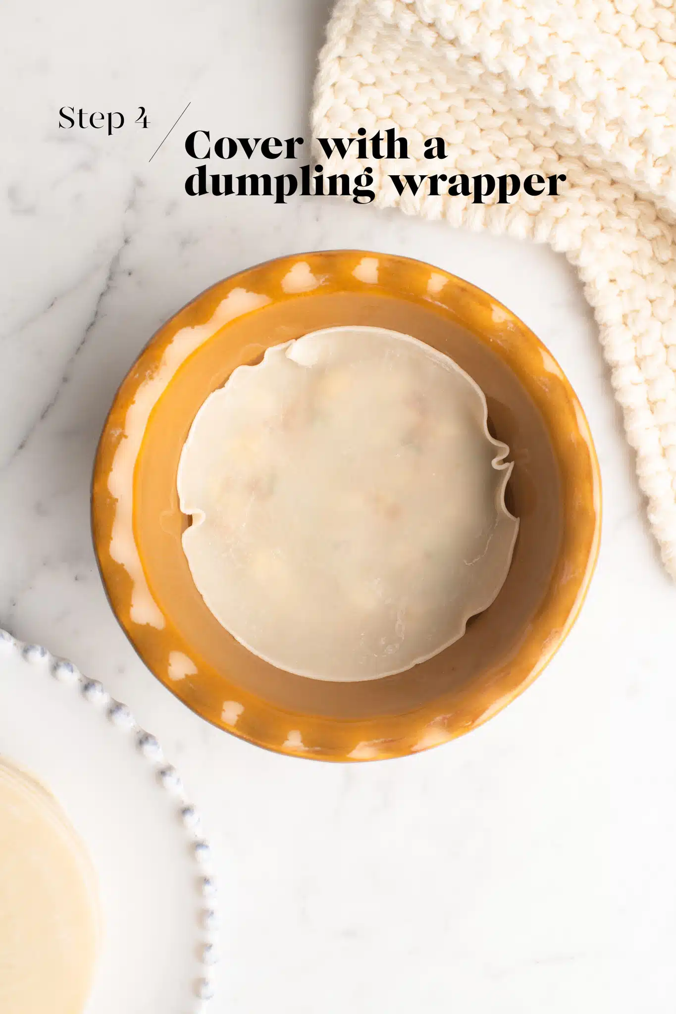 making dumpling lasagna in ramekin