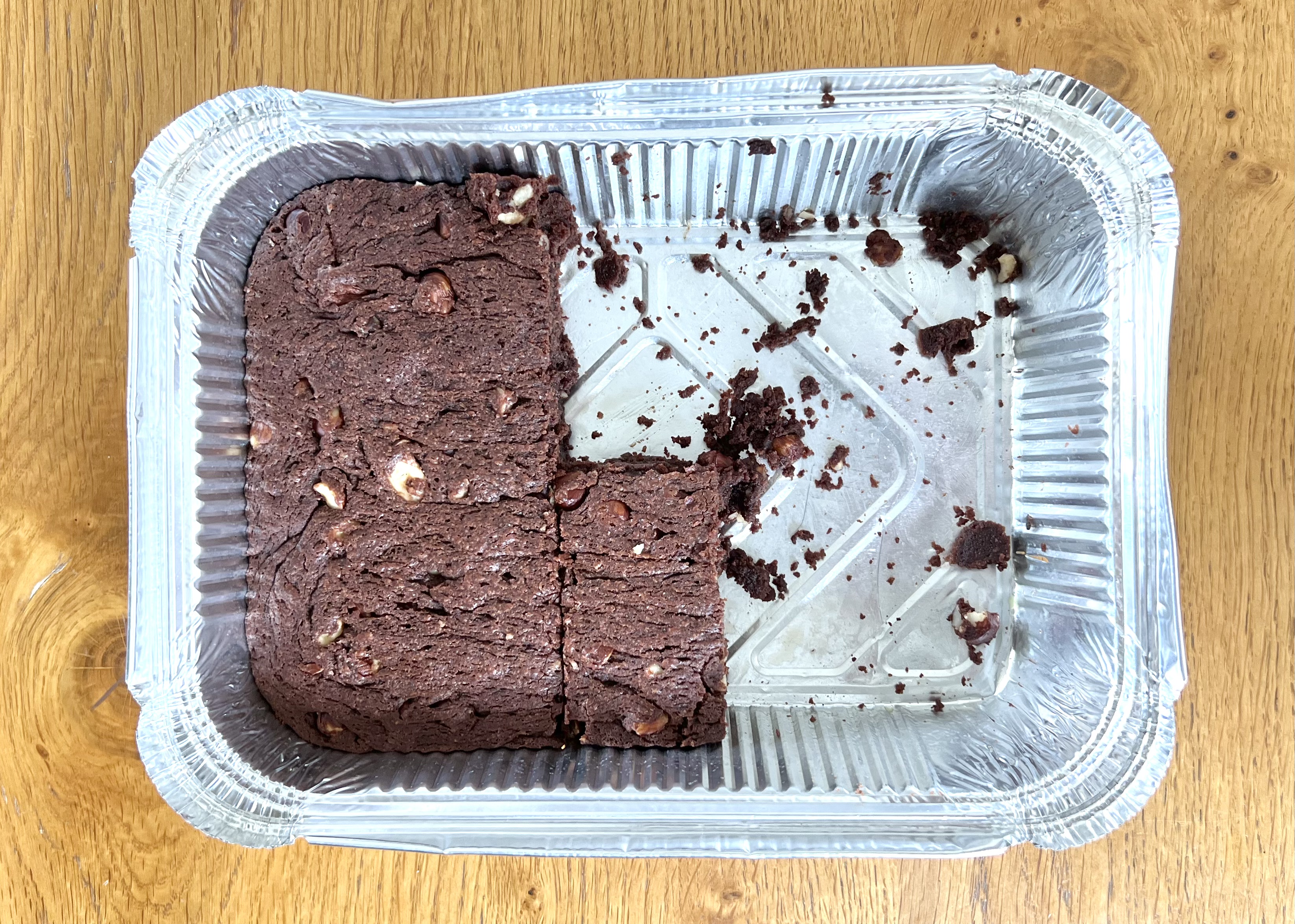 small batch brownies in aluminium tray