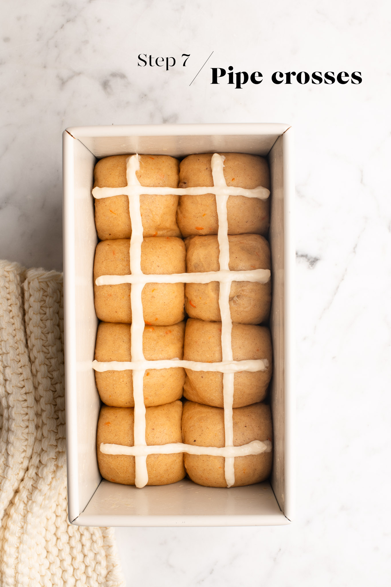 hot cross bun loaf in loaf pan before baking