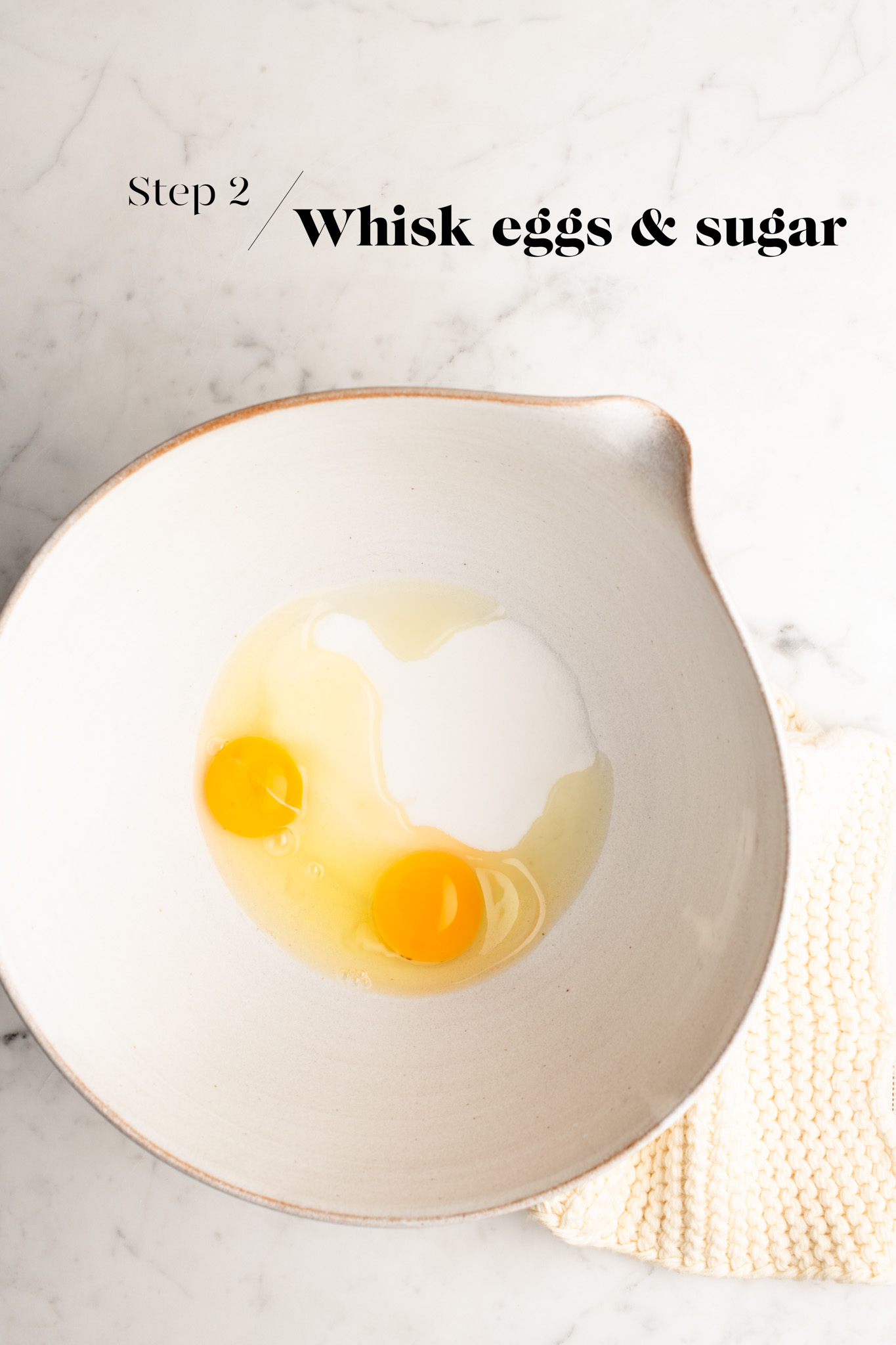 eggs and sugar in large mixing bowl