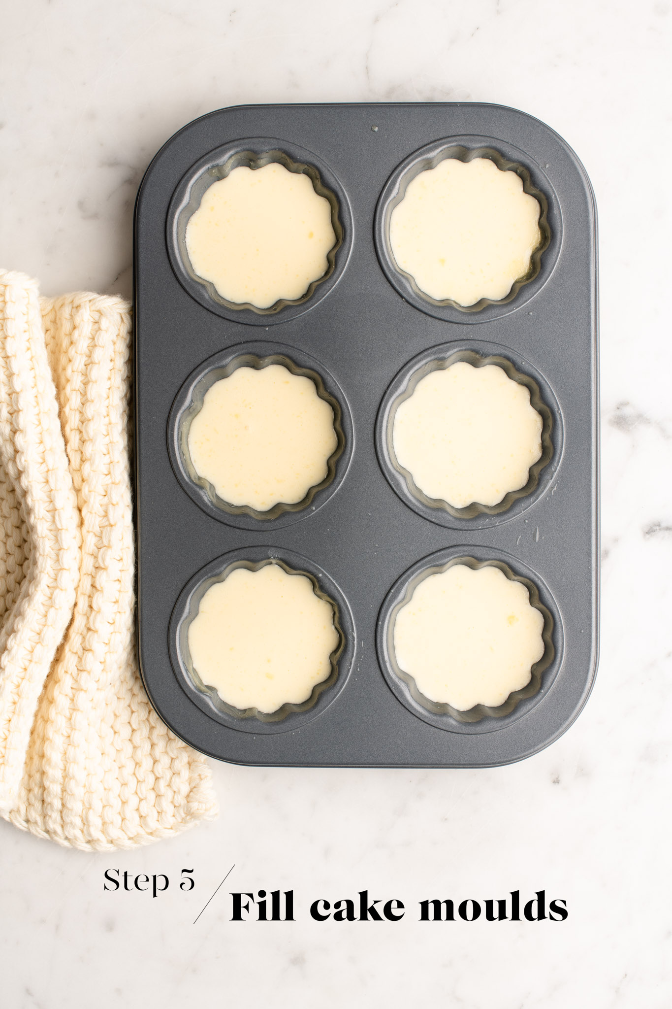 filling a mould with batter