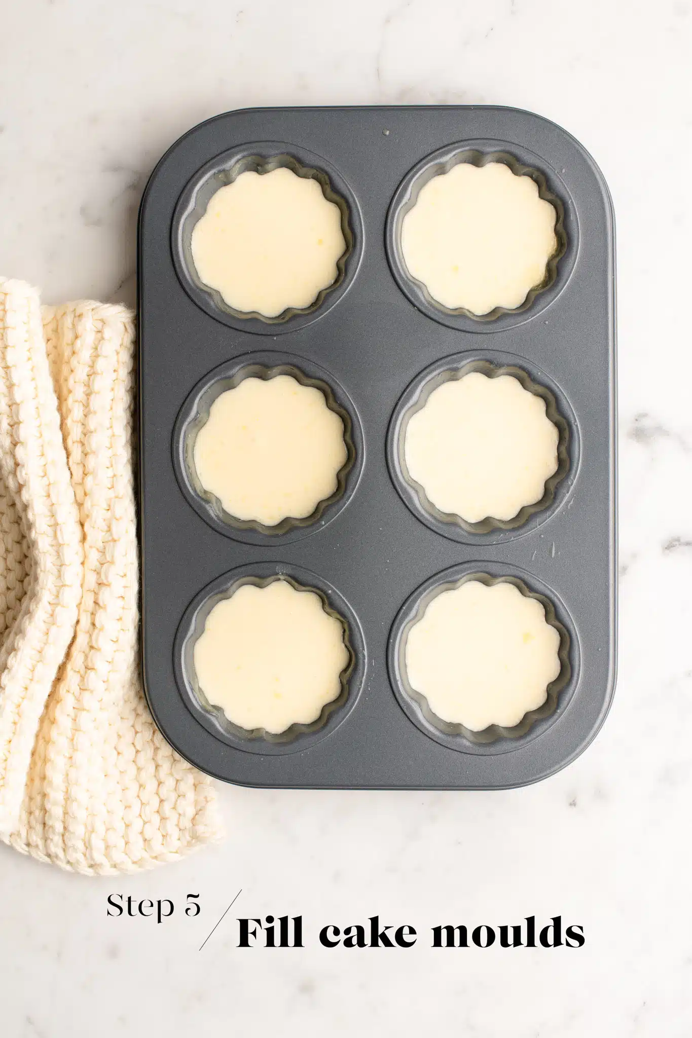 filling a mould with batter