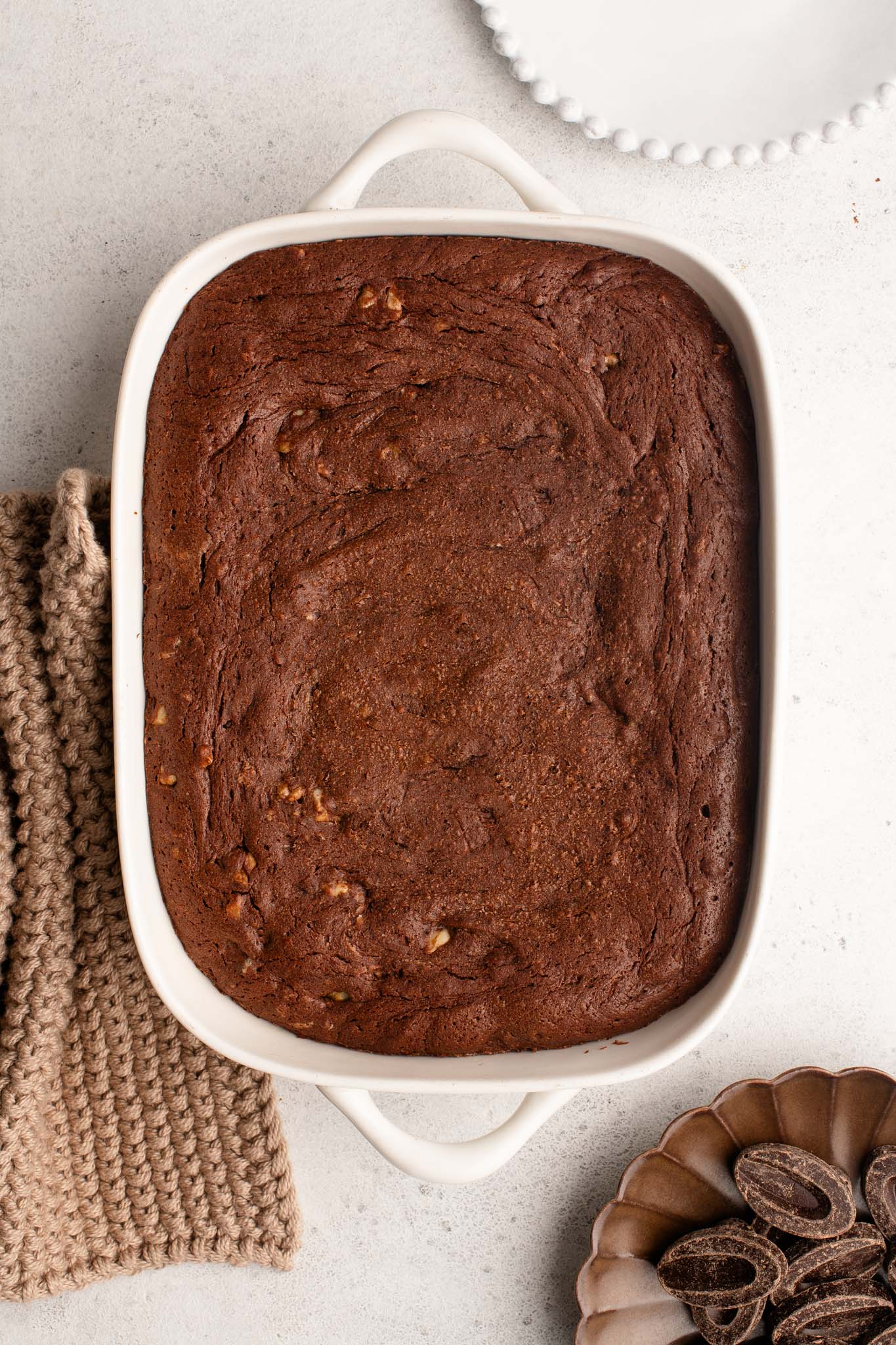 small batch brownies in white dish