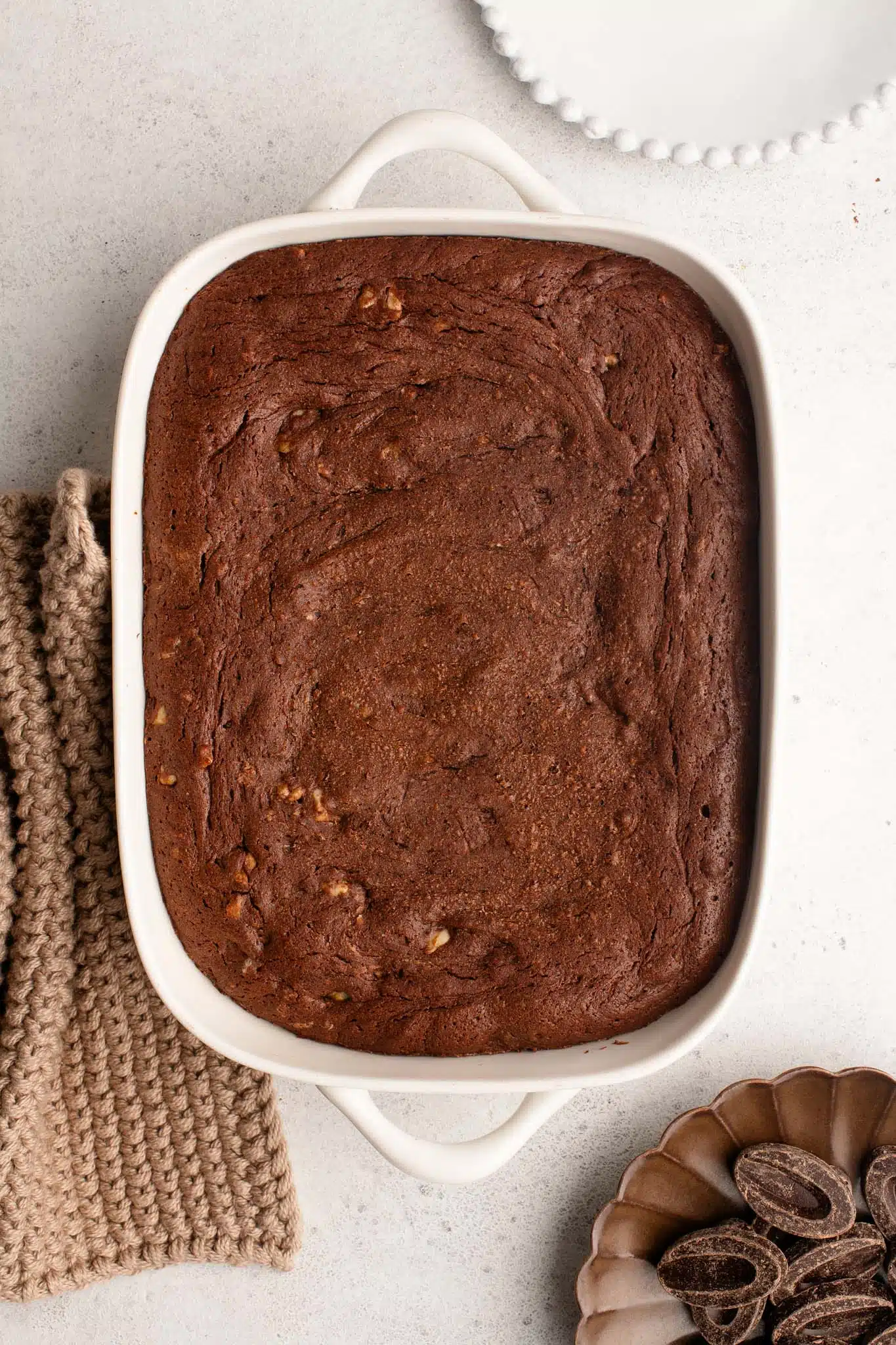 small batch brownies in white dish