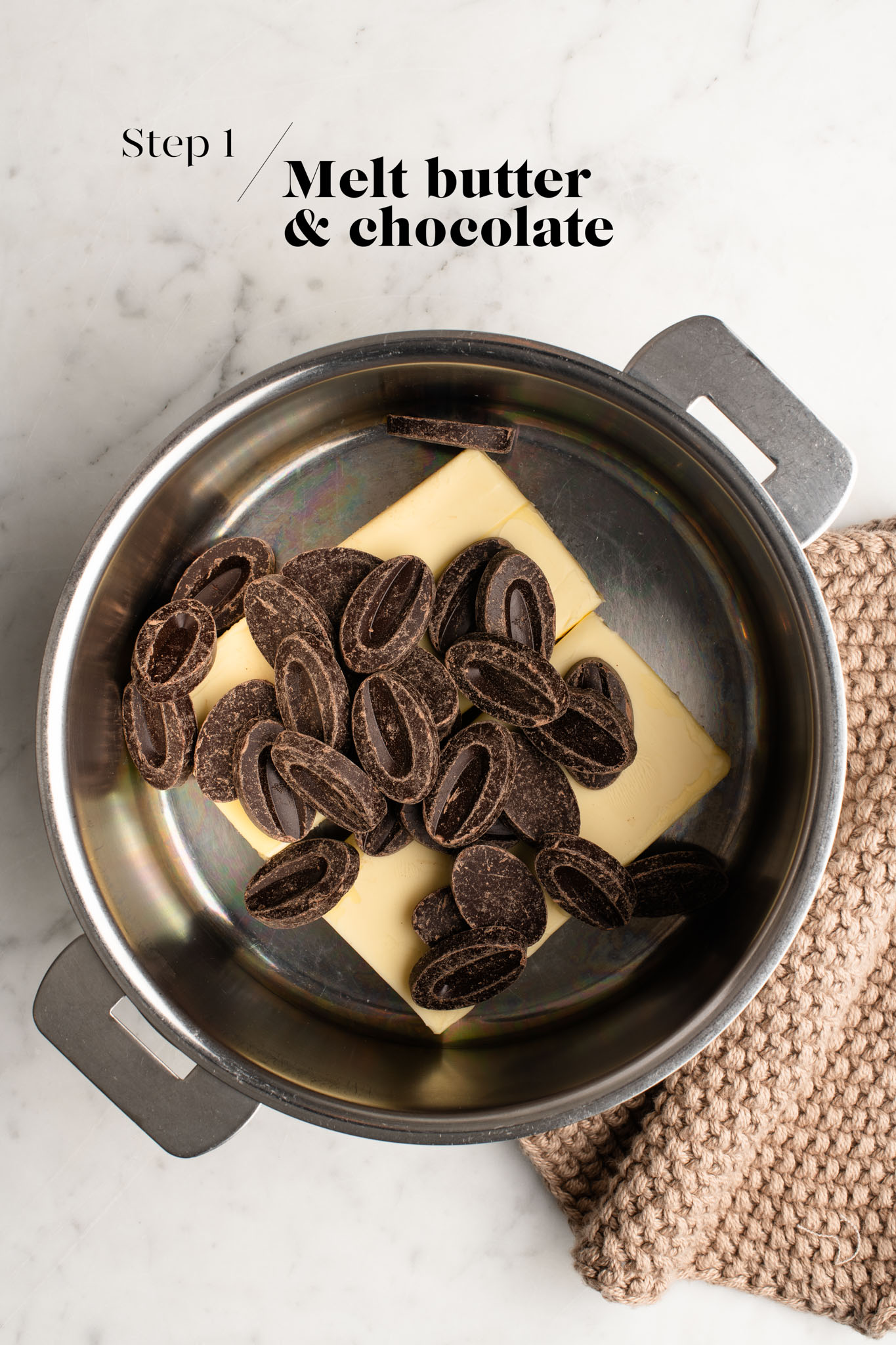 melting butter and chocolate in saucepan