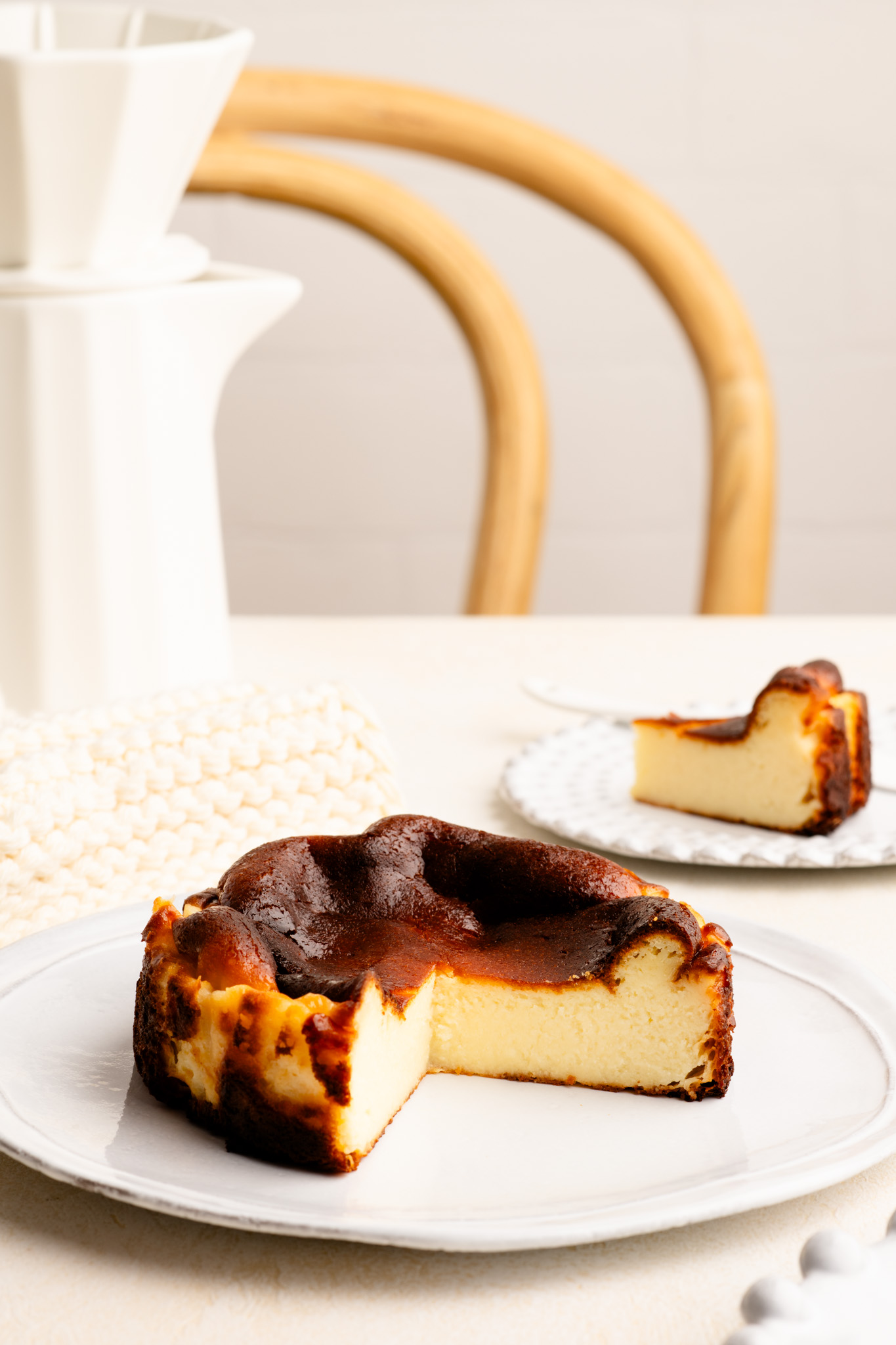 basque cheesecake on plate
