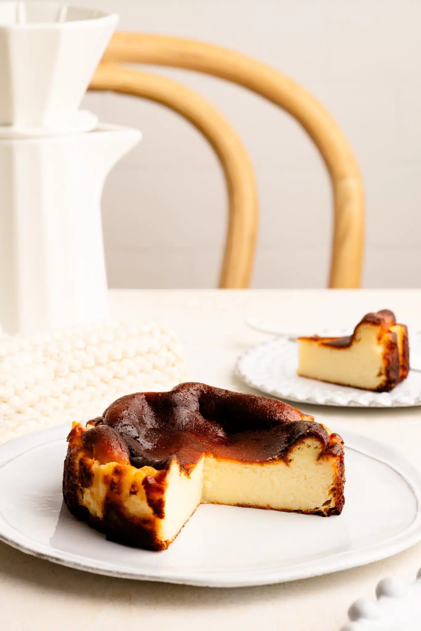 basque cheesecake on plate
