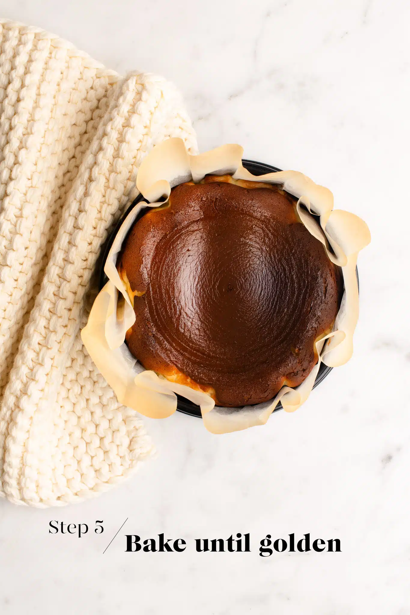 basque cheesecake just baked from the oven